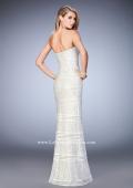 Picture of: Strapless Lace Dress with Gold Shimmer Lining in White, Style: 22841, Back Picture