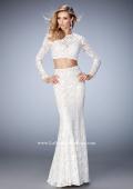 Picture of: Two Piece Lace Dress with Sheer Detail and Train in White, Style: 22871, Detail Picture 1
