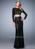 Picture of: Two Piece Lace Dress with Sheer Detail and Train in Black, Style: 22871, Detail Picture 2