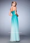 Picture of: Long Ombre Chiffon Gown with Gathered Bodice in Blue, Style: 22880, Back Picture