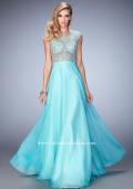 Picture of: Embellished Prom Dress with Sheer Bodice in Blue, Style: 22885, Main Picture