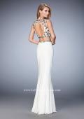 Picture of: Two Piece Prom Dress with Cap Sleeves and Beading in White, Style: 22891, Back Picture