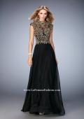 Picture of: Long Prom Dress with Embellished Waistband in Black, Style: 22895, Main Picture