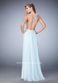 Picture of: Long Chiffon Gown with "V" Neck and Open Back in Black, Style: 22897, Back Picture