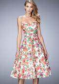 Picture of: Floral Tea Length Dress with Sweetheart Neckline in Print, Style: 22903, Detail Picture 1