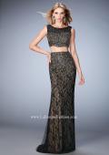 Picture of: Two Piece Tulle Gown with Scalloped Hem and Beading in Black, Style: 22927, Main Picture
