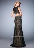 Picture of: Two Piece Tulle Gown with Scalloped Hem and Beading in Black, Style: 22927, Back Picture