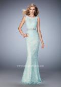 Picture of: Mock Neck Two Piece Dress with Sheer Detailing in Blue, Style: 22928, Main Picture