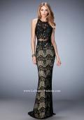 Picture of: Crystal Beaded Long Lace Prom Dress with Train in Black, Style: 22933, Main Picture