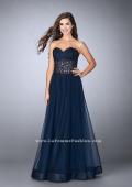 Picture of: Strapless dress with a sheer corset bodice and beaded tulle skirt in Blue, Style: 22964, Main Picture