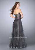Picture of: Strapless dress with a sheer corset bodice and beaded tulle skirt in Silver, Style: 22964, Detail Picture 3