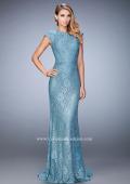 Picture of: Embellished Lace Evening Gown with Cap Sleeves in Blue, Style: 22971, Main Picture