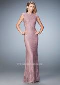 Picture of: Embellished Lace Evening Gown with Cap Sleeves in Pink, Style: 22971, Detail Picture 1