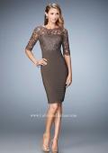 Picture of: Knee Length Dress with Bandage Skirt and Lace in Brown, Style: 22973, Detail Picture 1