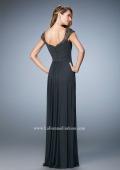 Picture of: Lace and Jeweled Prom Dress with Cap Sleeves in Silver, Style: 22974, Back Picture