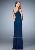 Picture of: Lace and Jeweled Prom Dress with Cap Sleeves in Blue, Style: 22974, Detail Picture 2