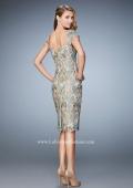 Picture of: Lace Cocktail Dress with Sweetheart Neck and Sleeves in Gold, Style: 22986, Back Picture