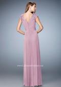 Picture of: Cap Sleeve Evening Gown with Pleats and Lace in Pink, Style: 23004, Back Picture