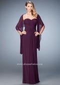 Picture of: Evening Gown with Pleated Bodice and Shawl in Purple, Style: 23023, Detail Picture 2