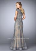 Picture of: Lace Mermaid Prom Dress with Scalloped Neckline in Silver, Style: 23059, Back Picture