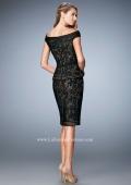 Picture of: Cap Sleeve Lace Cocktail Dress with Peplum Bodice in Black, Style: 23080, Back Picture