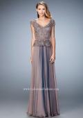 Picture of: Chiffon Evening Dress with Fitted Belt in Brown, Style: 23085, Detail Picture 1