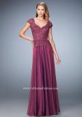 Picture of: Chiffon Evening Dress with Fitted Belt in Pink, Style: 23085, Detail Picture 2