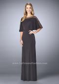 Picture of: Sheer Beaded Evening Dress with Faux Cape in Silver, Style: 23113, Detail Picture 1