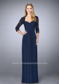 Picture of: Classic Jersey Evening Gown with 3/4 Sleeves in Blue, Style: 23139, Main Picture
