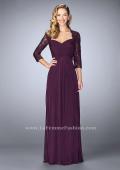 Picture of: Classic Jersey Evening Gown with 3/4 Sleeves in Purple, Style: 23139, Detail Picture 1