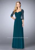 Picture of: Long Evening Gown with 3/4 Sleeves and Empire Waist in Green, Style: 23141, Main Picture