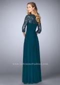 Picture of: Long Evening Gown with 3/4 Sleeves and Empire Waist in Green, Style: 23141, Back Picture