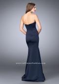 Picture of: Satin Mermaid Dress with Figure Flattering Seams in Blue, Style: 23197, Back Picture