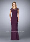 Picture of: Net Jersey Dress with Beading and Sheer Neckline in Purple, Style: 23215, Main Picture