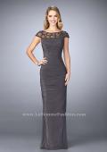 Picture of: Net Jersey Dress with Beading and Sheer Neckline in Silver, Style: 23215, Detail Picture 2
