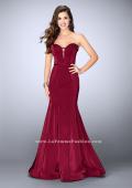 Picture of: Strapless Mermaid Dress with Corset Piping and Deep V in Red, Style: 23227, Main Picture
