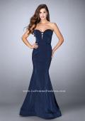 Picture of: Strapless Mermaid Dress with Corset Piping and Deep V in Blue, Style: 23227, Detail Picture 2