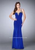 Picture of: Fitted Long Dress with Beaded Neckline and Straps in Blue, Style: 23245, Main Picture