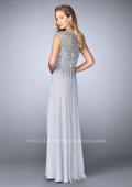 Picture of: Cap Sleeve Beaded Lace Evening Gown in Silver, Style: 23286, Back Picture