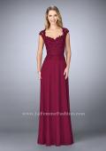 Picture of: Cap Sleeve Beaded Lace Evening Gown in Pink, Style: 23286, Detail Picture 2
