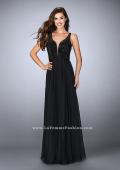 Picture of: Chiffon A-line Dress with Beading and Deep V neckline in Black, Style: 23304, Detail Picture 3