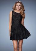Picture of: Lace Homecoming Dress with High Neck and Full Skirt in Black, Style: 23315, Main Picture