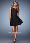 Picture of: Lace Homecoming Dress with High Neck and Full Skirt in Black, Style: 23315, Detail Picture 1