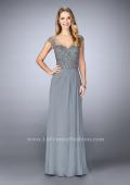 Picture of: Sheer Cap Sleeve Crepe Jersey Gown in Silver, Style: 23316, Main Picture