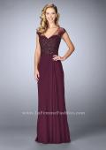 Picture of: Sheer Cap Sleeve Crepe Jersey Gown in Purple, Style: 23316, Detail Picture 1