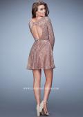 Picture of: Long Sleeve Short Sequin Homecoming Dress in Gold, Style: 23321, Back Picture