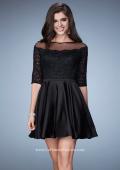Picture of: Off the Shoulder Scallop Laced Homecoming Dress in Black, Style: 23345, Main Picture