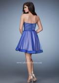 Picture of: Short Party Dress with Tulle Skirt and Satin Trim in Blue, Style: 23354, Back Picture