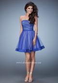 Picture of: Short Party Dress with Tulle Skirt and Satin Trim in Blue, Style: 23354, Detail Picture 2