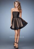 Picture of: Short Party Dress with Tulle Skirt and Satin Trim in Black, Style: 23354, Detail Picture 3